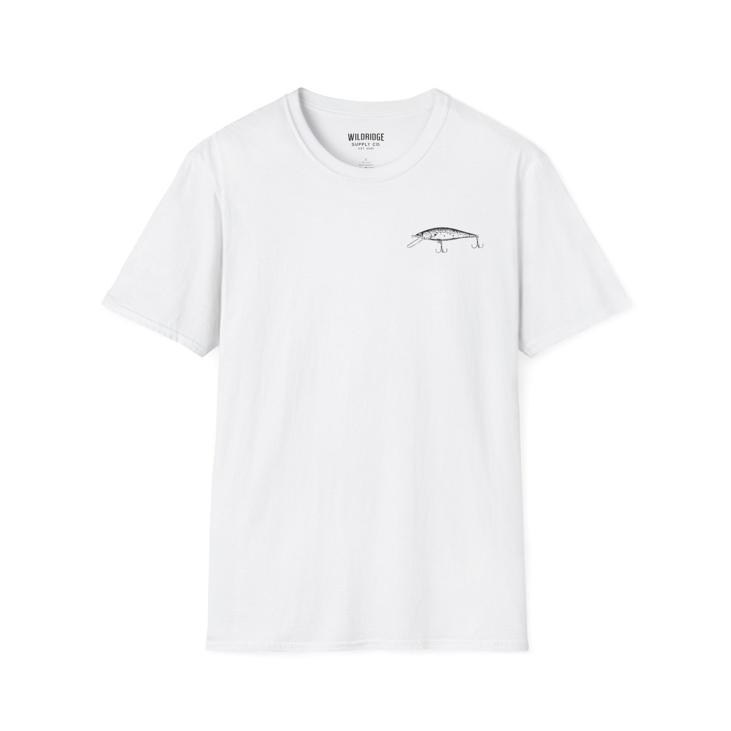 Trout fishing shirt with small North Fork logo on front chest