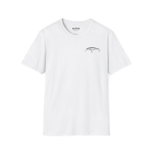 Trout fishing shirt with small North Fork logo on front chest