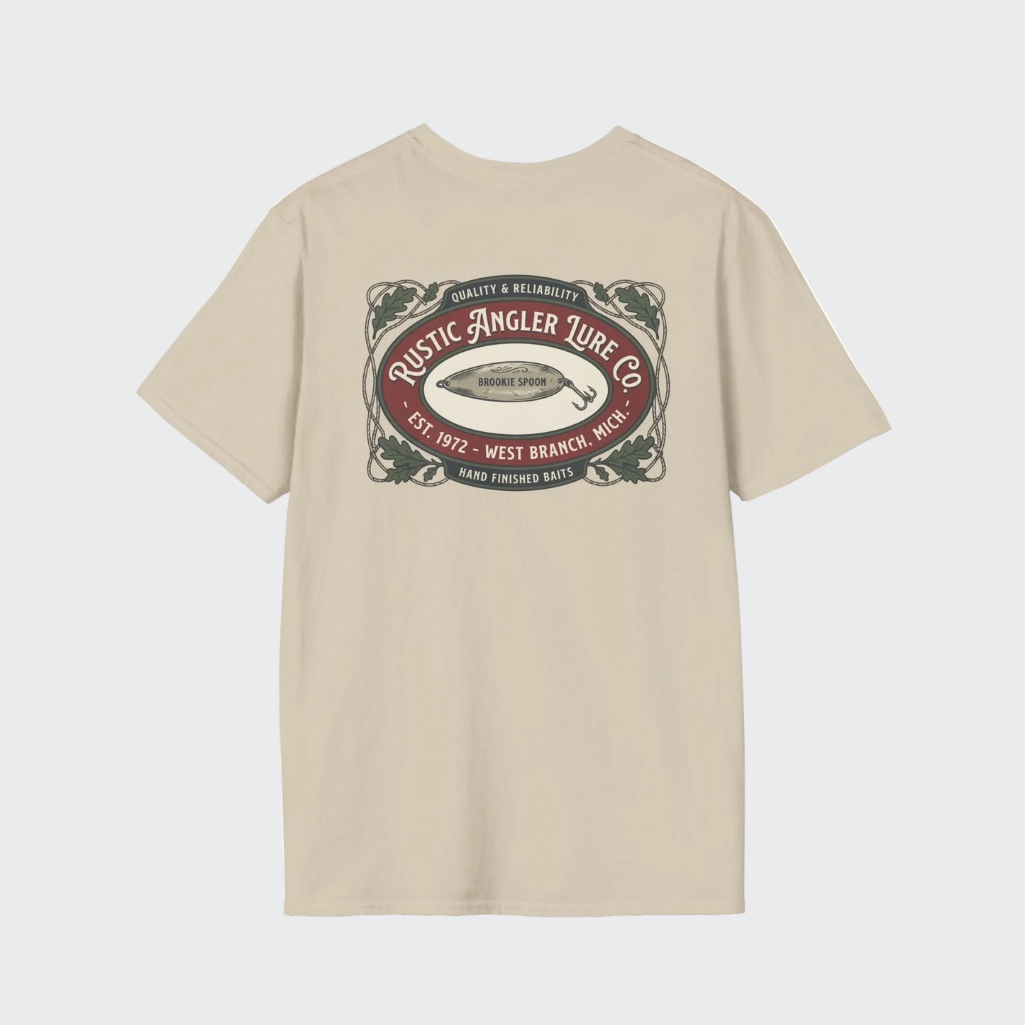 Trout fishing t-shirt close-up of vintage back artwork