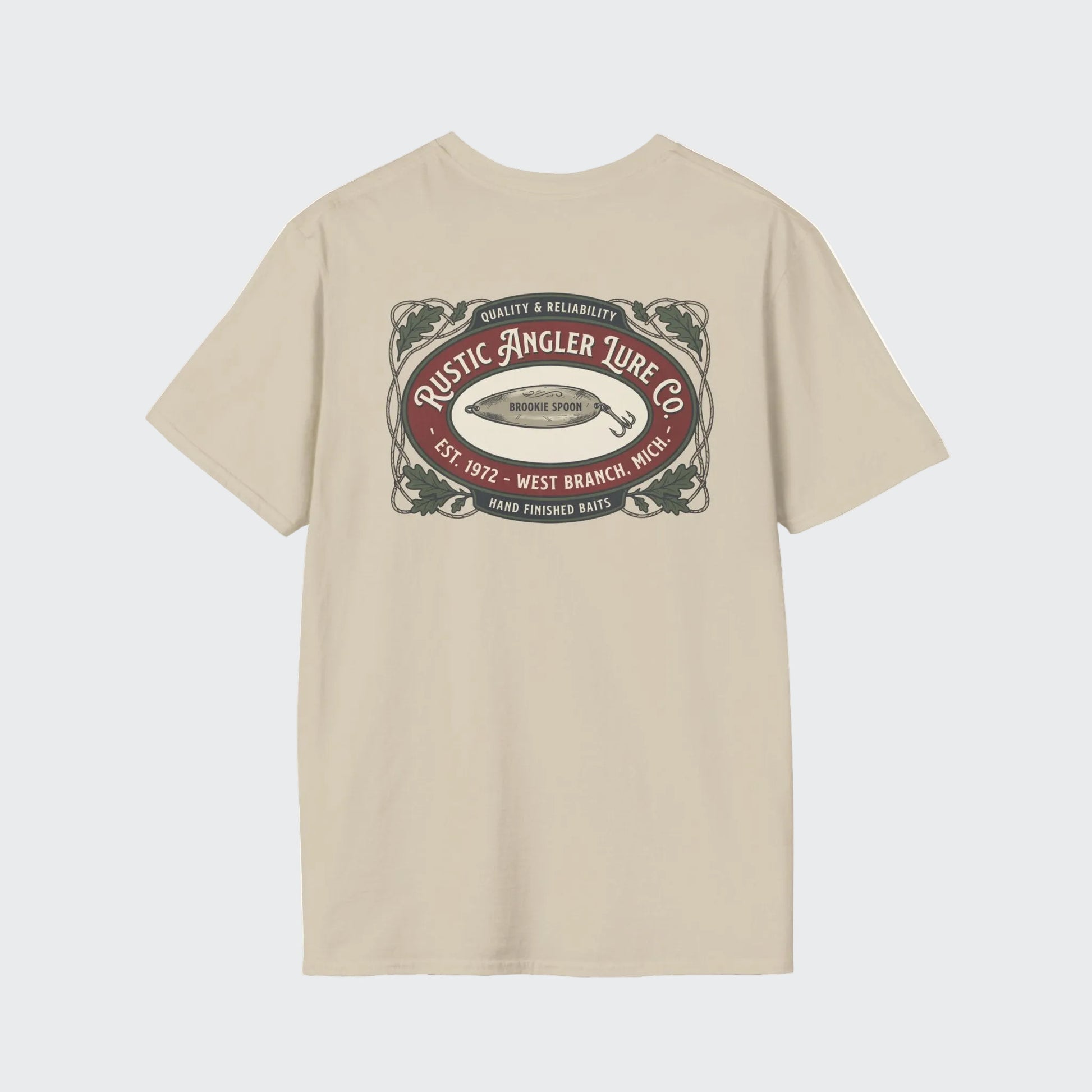Trout fishing t-shirt close-up of vintage back artwork