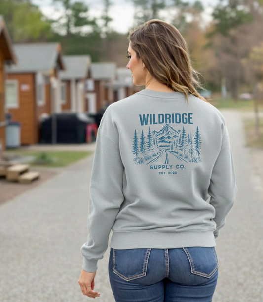 Wildridge Supply Co. Mountain Trail Crewneck – Minimalist Outdoor Graphic Sweatshirt