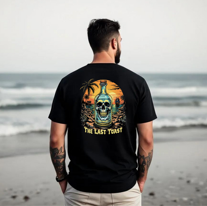 Skull Sunset T-Shirt, Pirate Bottle Beach Shirt
