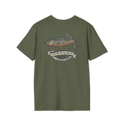 Vintage bass fishing t-shirt in military green with back graphic