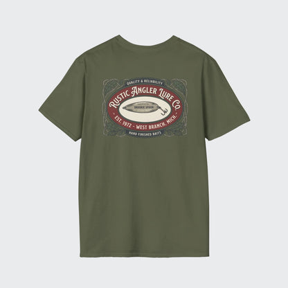 Vintage trout fishing t-shirt in green with back graphic