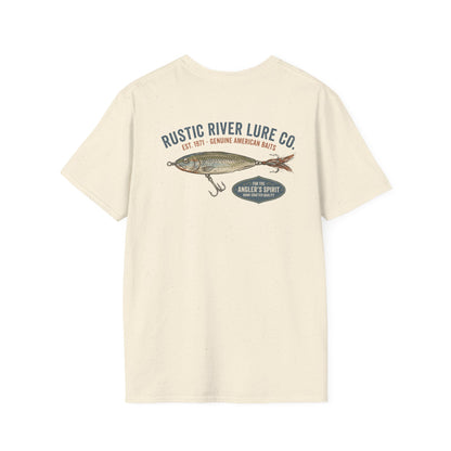 Vintage trout fishing t-shirt in natural with back graphic