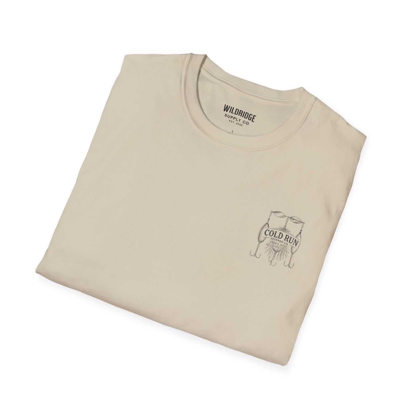 Retro trout lure shirt with small front chest logo