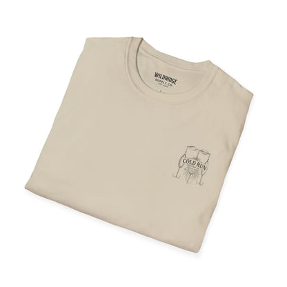 Retro trout lure shirt with small front chest logo