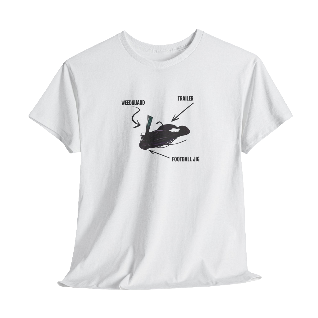 Football Jig Fishing T-Shirt – Lure Diagram Bass Fishing Tee
