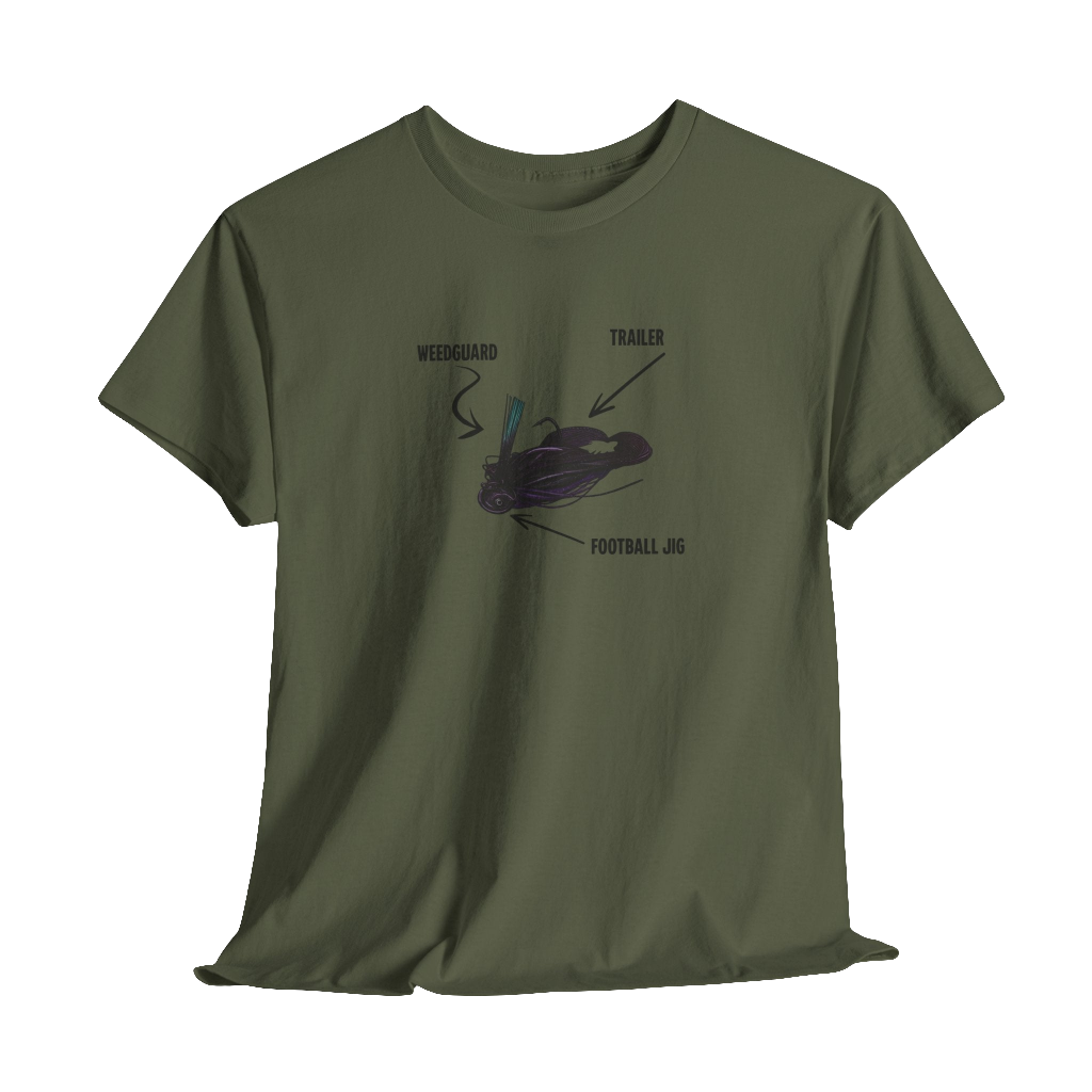 Football Jig Fishing T-Shirt – Lure Diagram Bass Fishing Tee