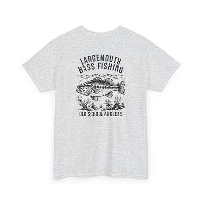 Gray t-shirt with largemouth bass fishing graphic 