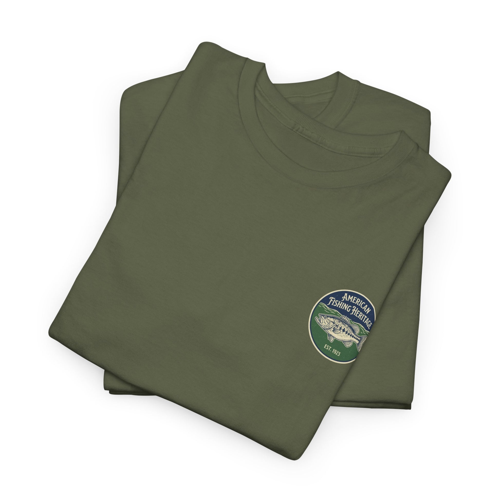 Green front bass fishing logo closeup