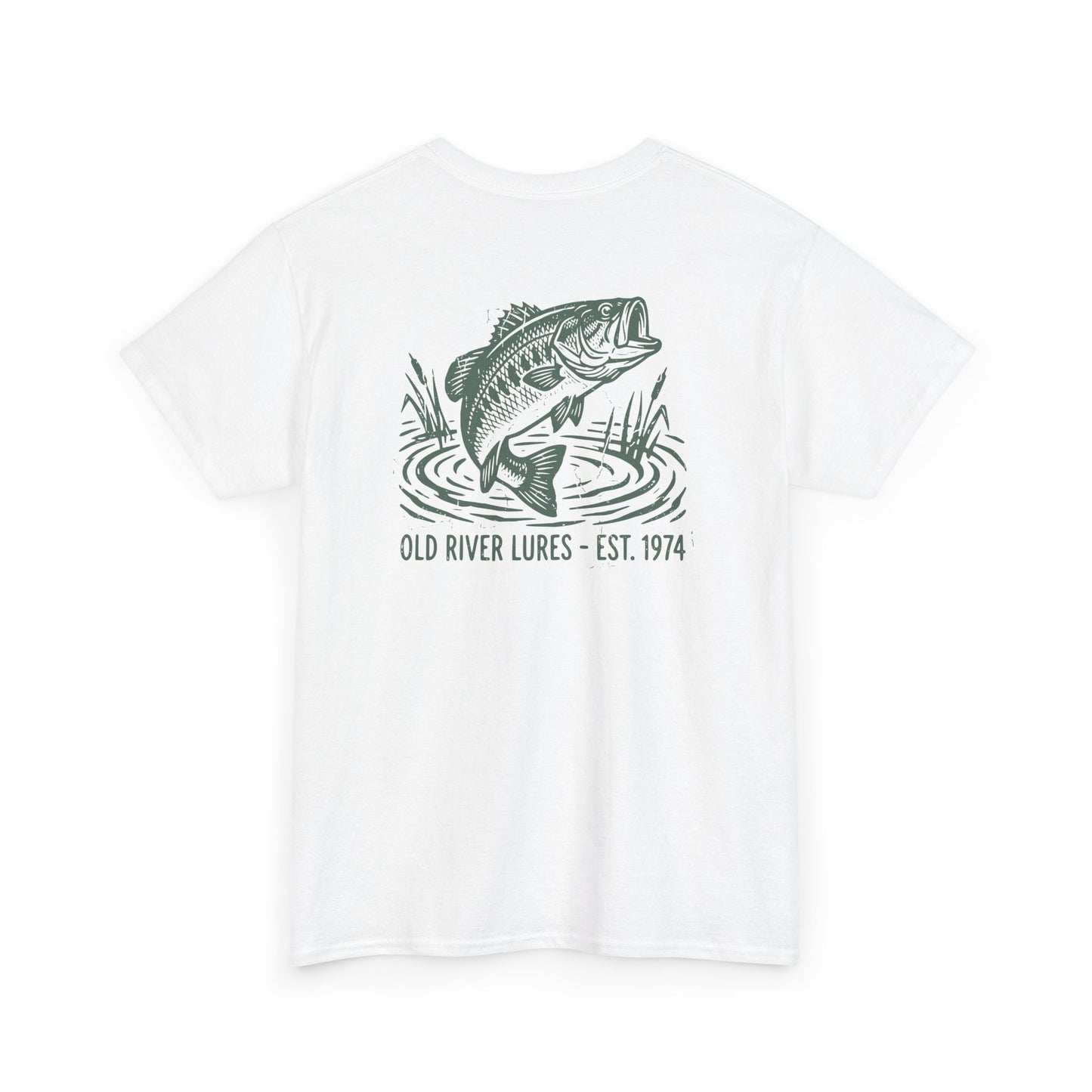 white bass fishing shirt back view with largemouth illustration