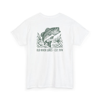 white bass fishing shirt back view with largemouth illustration
