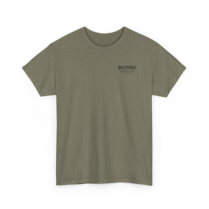 Olive green t-shirt with 'Wildridge Supply Co logo